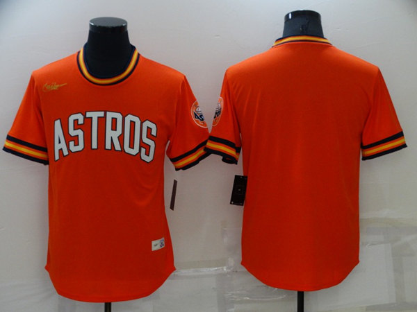Men's Houston Astros Blank Orange Cool Base Stitched Jersey